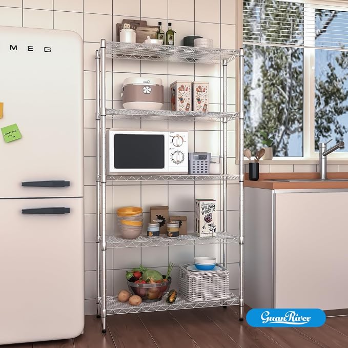 5-Shelf Adjustable Metal Shelf Wire Shelving Unit Storage Rack Display Shelf - Image 7