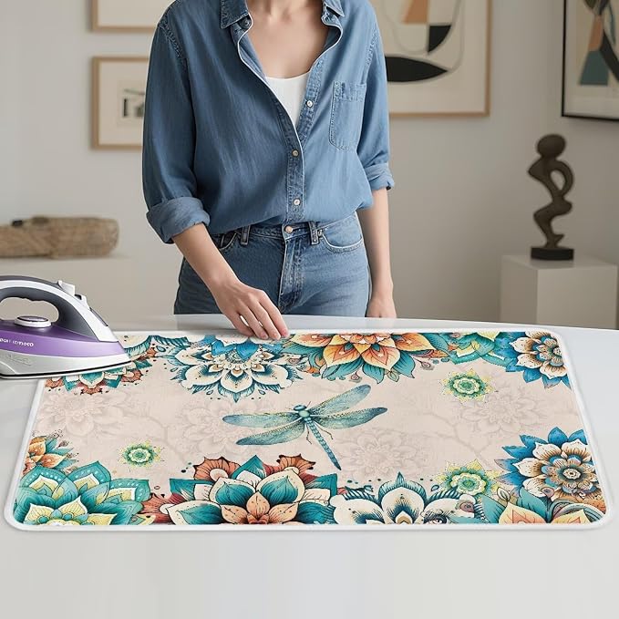 Bohemian Folding Ironing Mat Heat and Steam Resistant Dragonfly Ironing Pad 32 - Image 4