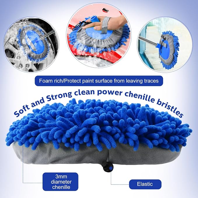 Layhit 5 Pcs Car Wash Mitt Set, Brush Not Included, Microfiber Mitt Cleaning - Image 4