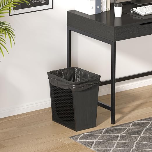 Piskyet Black Office Trash Can for Near Desk, 7 Gallon Unique Wood Bedroom - Image 4