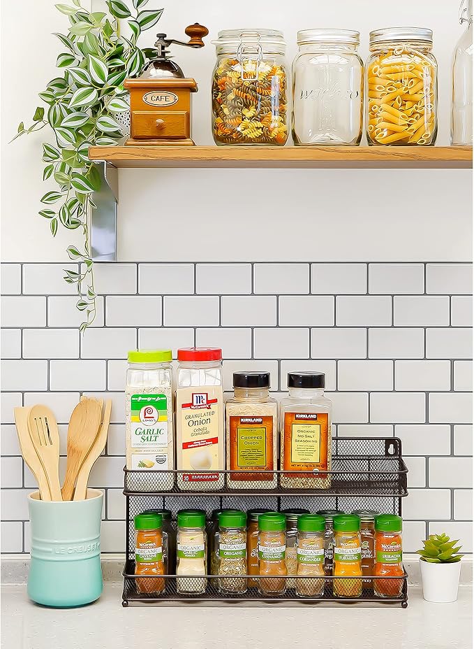 CAXXA 2 PK 2 Tier Mesh Kitchen Counter-top or Wall Mount Spice Rack Jars - Image 9