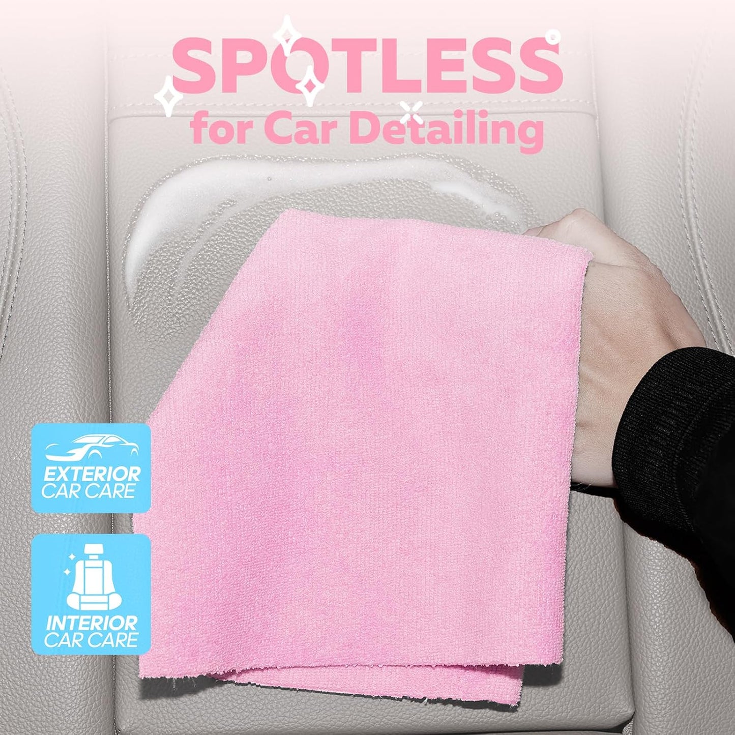 Fantasticlean Microfiber Cleaning Cloth Roll, 12''- 36 Sheets (Glossy Pink) | Ultra Absorbent, Lint-Free, Reusable Microfiber Towel Roll, Premium Dual-sided Detailing Towels, for All-Purpose Cleaning