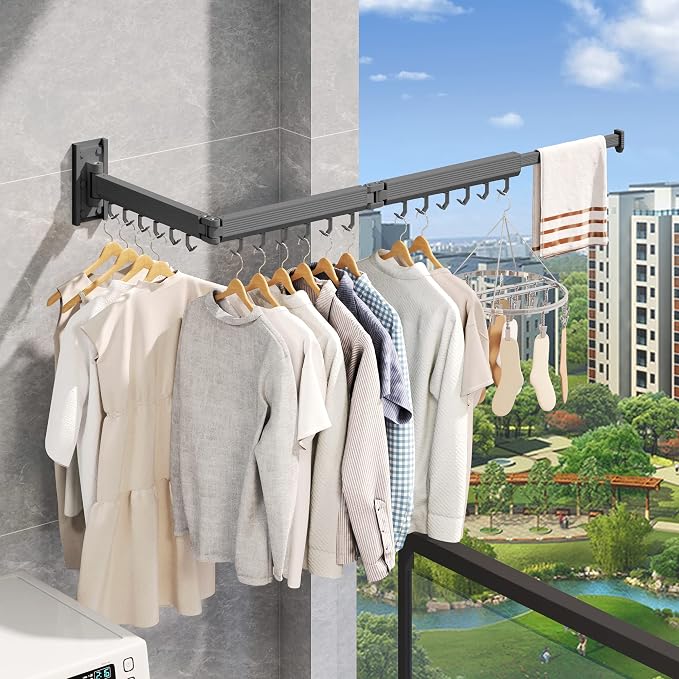 Wall Mounted Clothes Drying Rack, Laundry Drying Rack Wall Mount, Clothes Hanger - Image 3