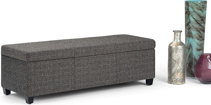 SIMPLIHOME Avalon 48 inch Wide Contemporary Rectangle Storage Ottoman Bench in - Image 4
