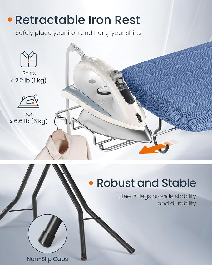 SONGMICS Ironing Board, Foldable Iron Board, Height Adjustable up to 35 Inches - Image 6