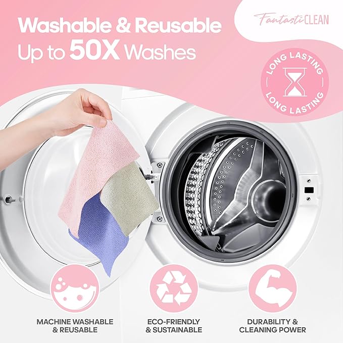 Fantasticlean Microfiber Cleaning Cloth Roll -60 Pack, Tear Away Paperless - Image 9