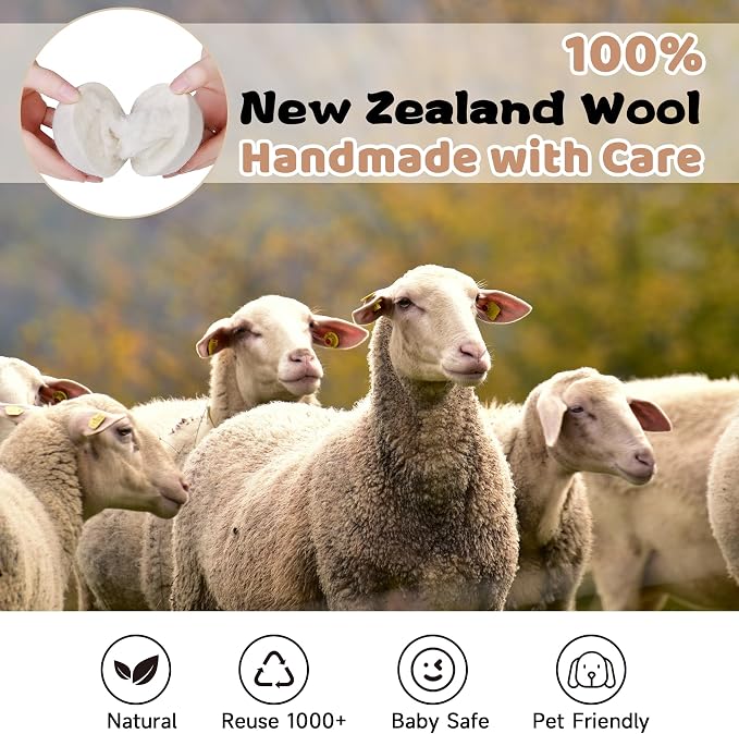 Wool Dryer Balls Laundry Reusable, Natural Eco-Friendly Fabric Softener Reduce - Image 4