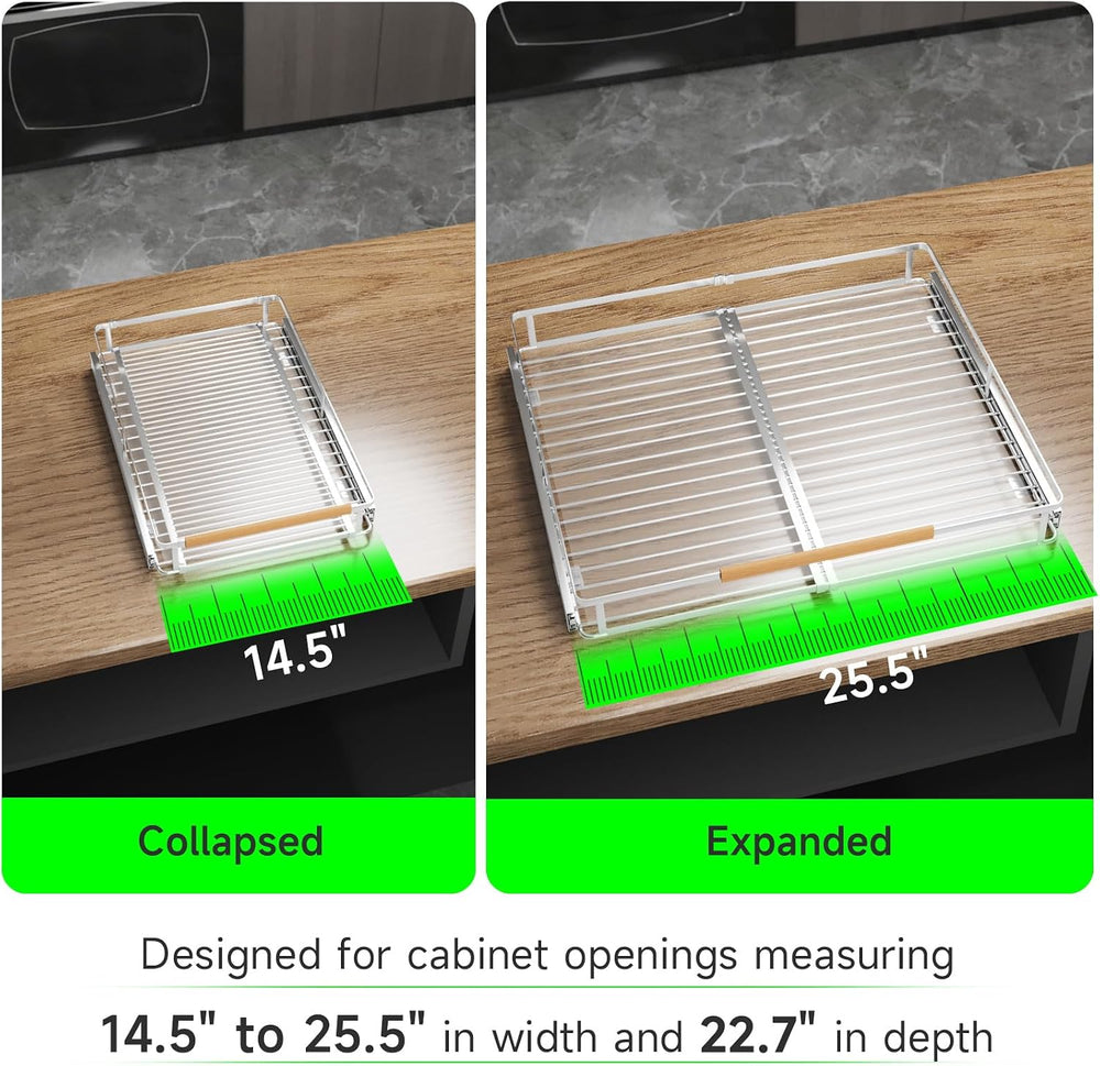 Expandable Pull-Out Cabinet Drawers, Slide-Out Shelves, Large 1 Pack
