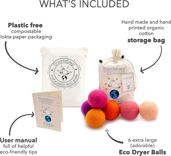 Friendsheep Wool Dryer Balls, Organic Reusable Fabric Softener Alternative - Image 4