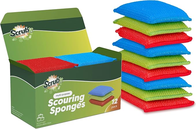 SCRUBIT Multi-Purpose Dish Scrub Sponge, Non Scratch Scouring Pads, Cleaning by SCRUBIT