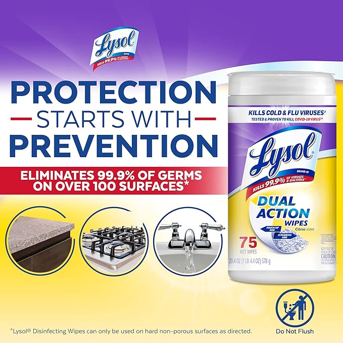 Lysol Dual Action Disinfectant Wipes, - Image 5
