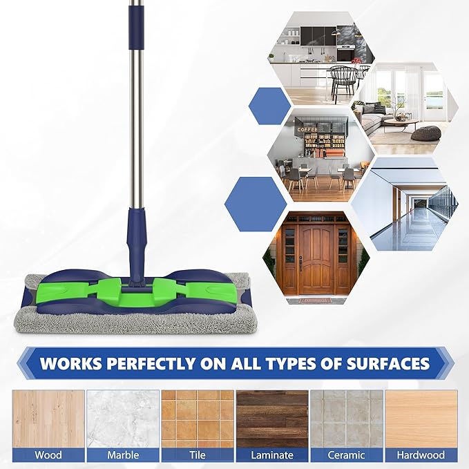 MEXERRIS Microfiber Mops for Hardwood Laminate Tile Floor Cleaning: Stainless - Image 4