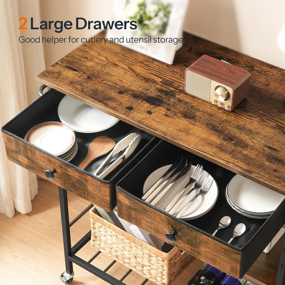 HOOBRO Kitchen Island with Storage, Rolling Island Cart for Kitchen with 2 Dr...