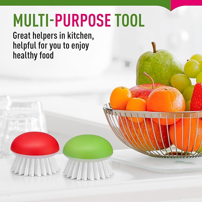 Vegetable Brush Scrubber for Food – 2Pcs Set Fruit and Veggie Brush – Silicone - Image 5