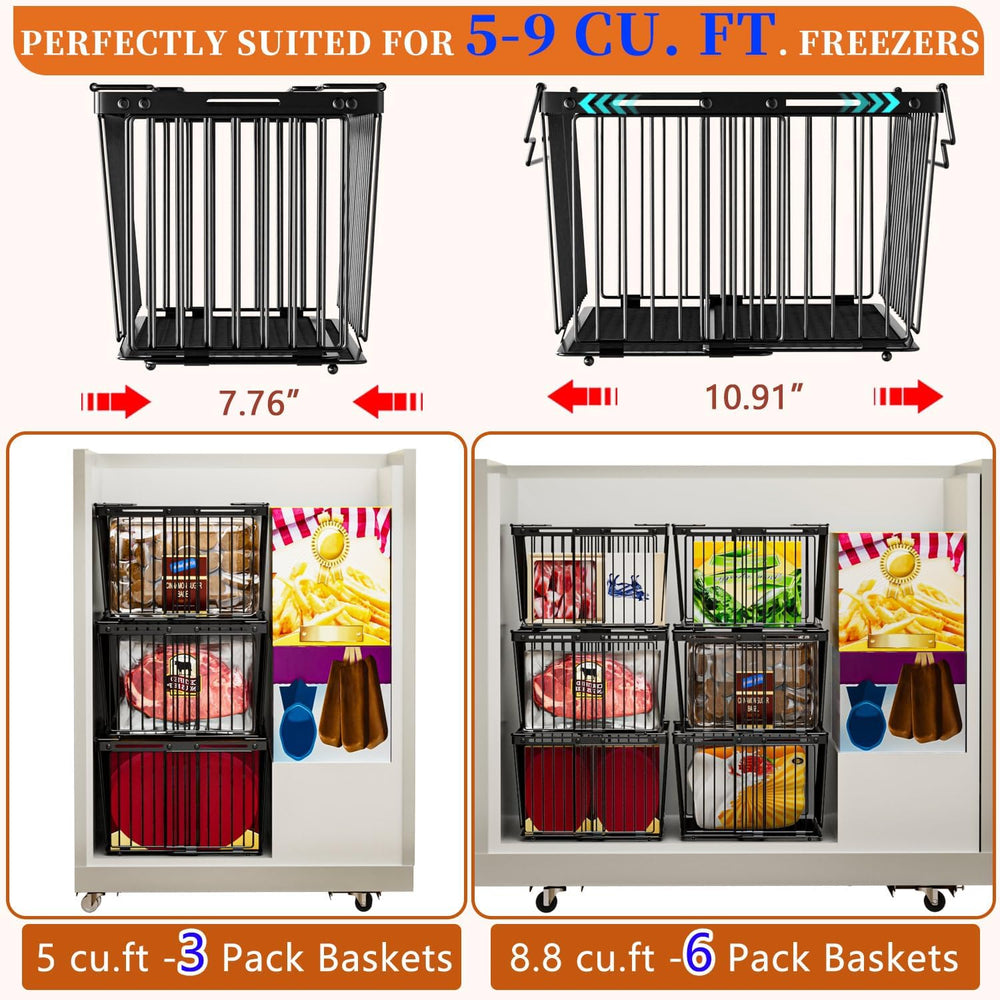 Large Freezer Organizer Bins for 5 to 9 Cu.Ft,Leak-Proof Bottom，4Pack