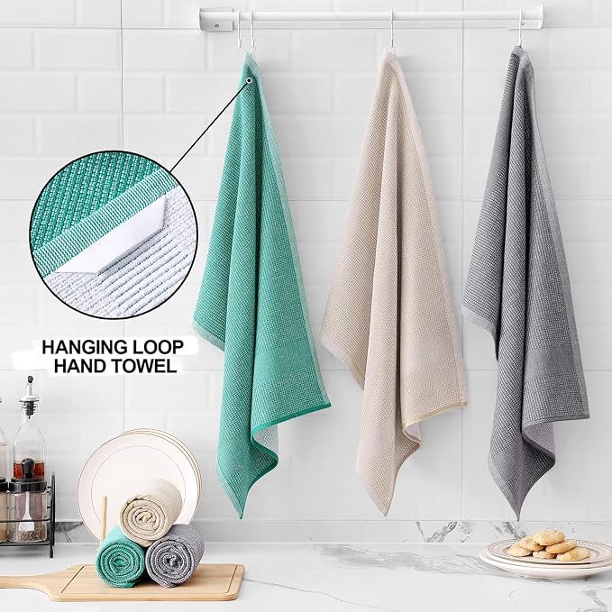 Homaxy Premium Kitchen Towels, Large Cotton Kitchen Hand Towels, Flat and Terry - Image 3