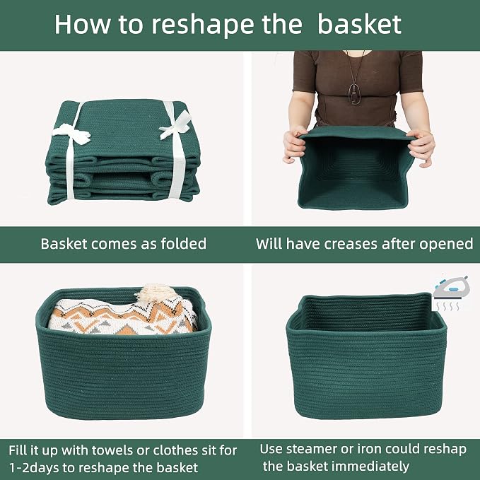 Cotton Rope storage Basket Bins14.5X9.5X9.3“ Basket - Image 7
