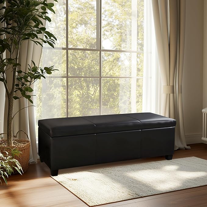 BELLEZE Storage Faux Leather Ottoman, 47 Inch Bench Bedroom Bench - Image 9
