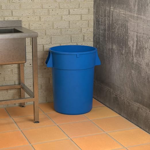 44 Gallon Blue Round Commercial Trash Can - Image 4