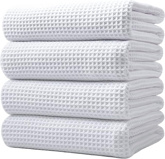 POLYTE Microfiber Oversize Quick Dry Lint Free Bath Towel, 60 x 30 in, 4 Pack by Polyte