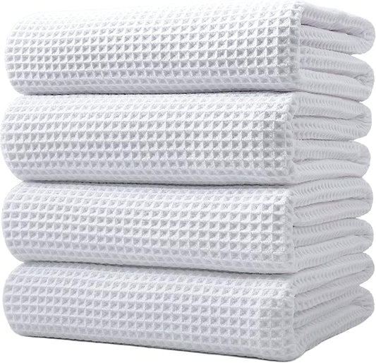 POLYTE Microfiber Oversize Quick Dry Lint Free Bath Towel, 60 x 30 in, 4 Pack by Polyte