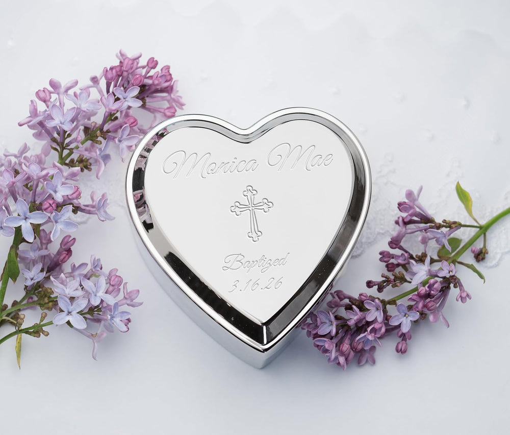Cherished Moments Personalized Baptism Jewelry Box, Heart Keepsake