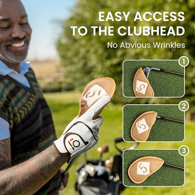 FINGER TEN Premium Synthetic Leather Stylish Iron & Wedge Golf Head Covers - Image 4
