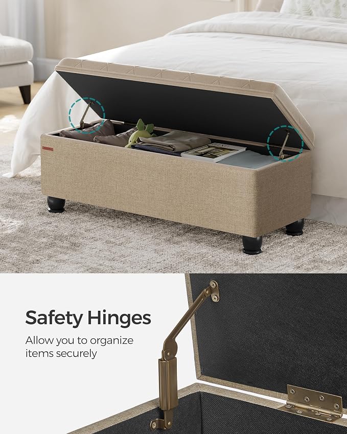 SONGMICS Storage Ottoman, Storage Bench, Tufted Entryway Bedroom Bench - Image 7