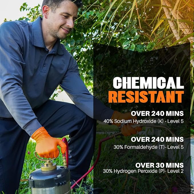 Herkules Grip Heavy Duty 8Mil Orange Nitrile Gloves, 3D Raised Diamond - Image 5