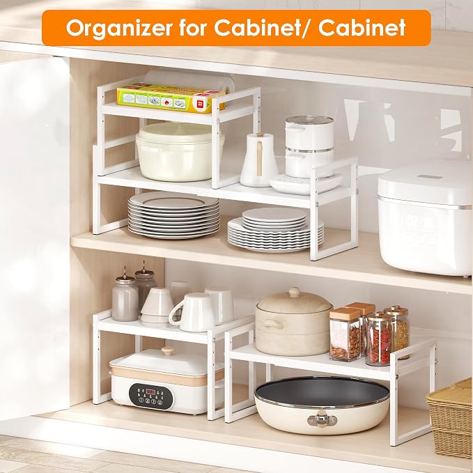 DOLALIKE Expandable Kitchen Countertop Organizer, Stackable Cabinet Shelf - Image 3