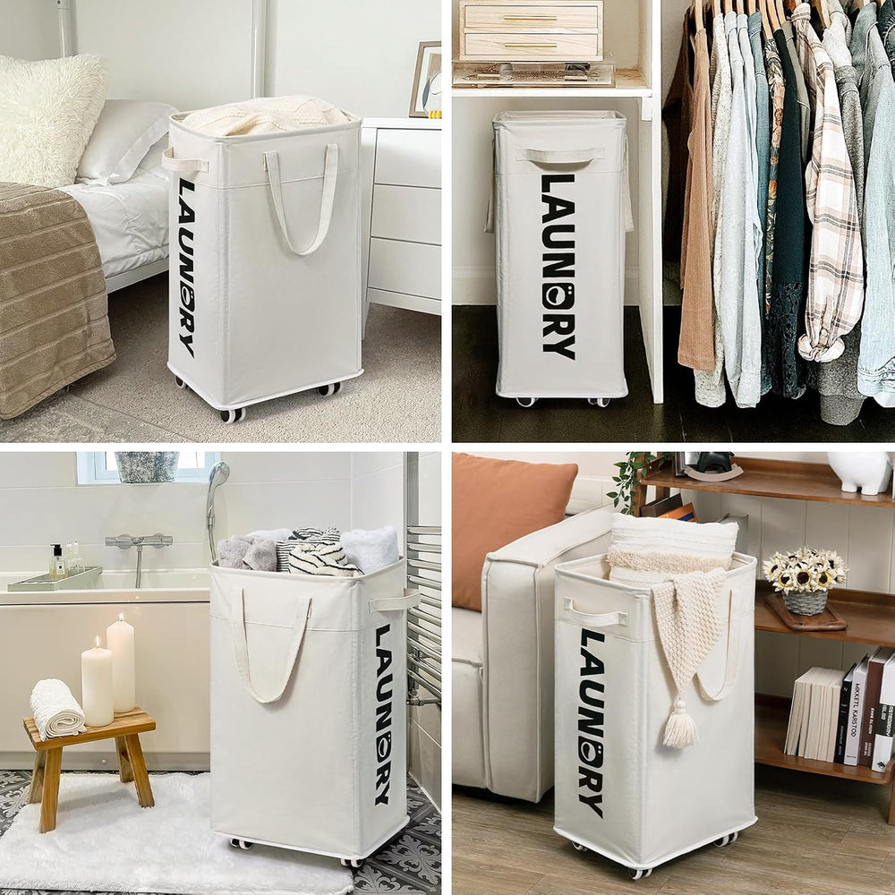 Goodpick 2-Pack Laundry Hamper with Wheels & Wash Bag for College Dorm, 75L