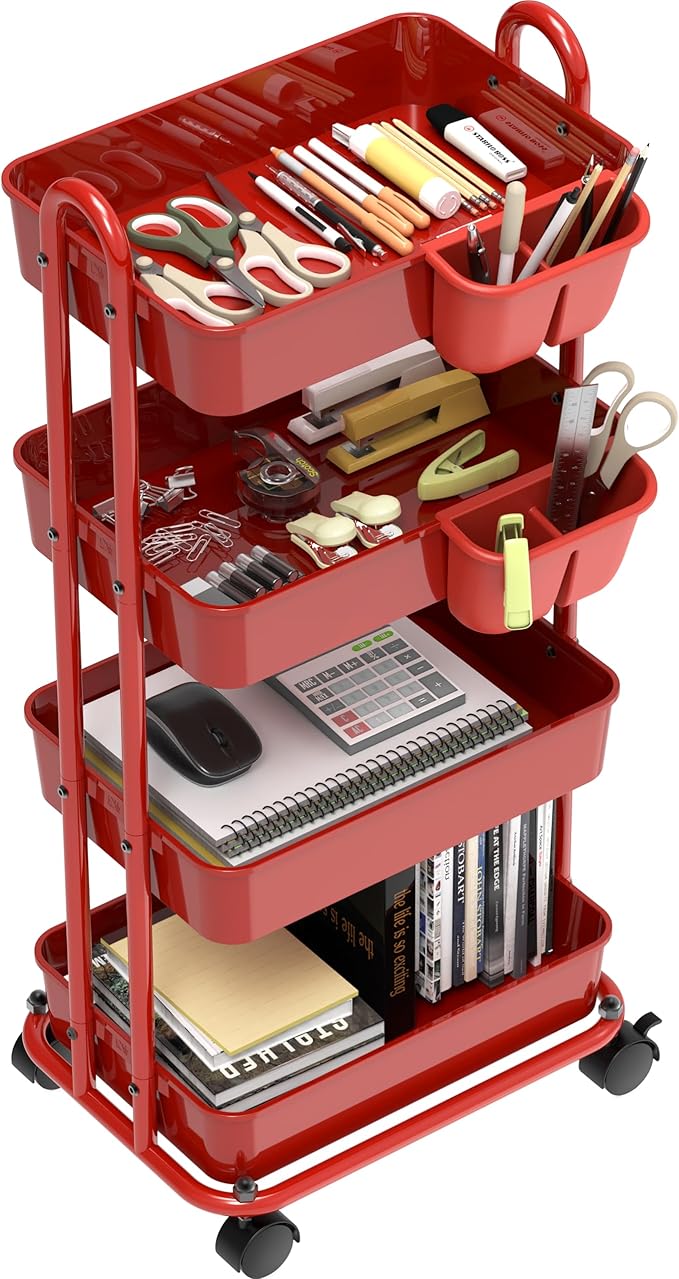 Simple Houseware 4-Tier Multifunctional Rolling Utility Cart - Image 2