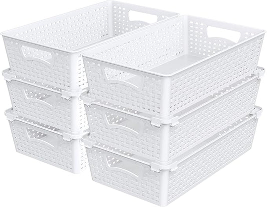 Simple Houseware Plastic Stackable Storage Basket Pantry Organizer, 6 Pack by SimpleHouseware