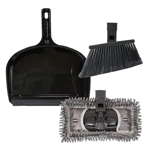 SWOPT Angled Broom Head + 12” Dust Mop Head + Plastic Dustpan – Multi-Surface by SWOPTCleaning