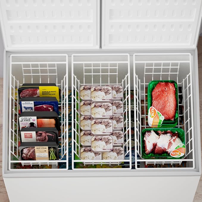 SANNO Chest Freezer Baskets Organizer, Deep Freezer Baskets Bin Sturdy Metal - Image 4