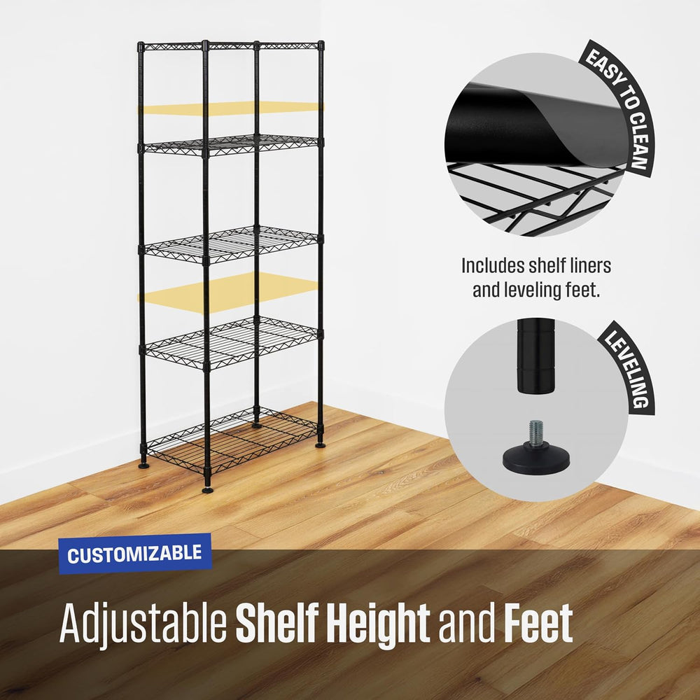SafeRacks NSF 5-Tier Heavy Duty Steel Wire Shelves (24"x14"x60")