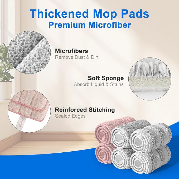 JOYMOOP Mop Replacement Pads, Reusable Microfiber Mop Pads - Image 2