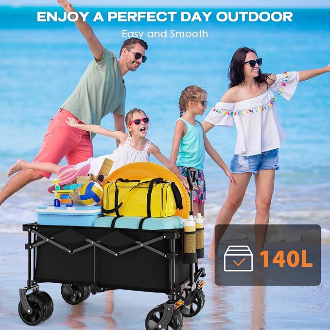 Collapsible Wagon Cart Heavy Duty Foldable, Folding Beach Wagon - Image 3