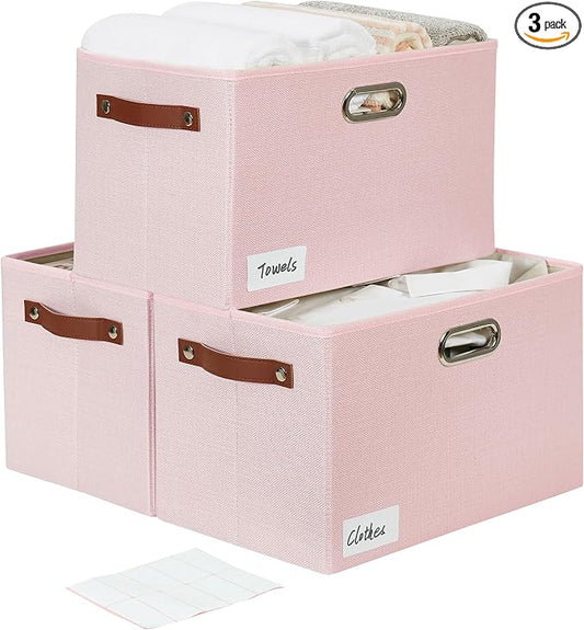 Large 3-Pack Foldable Fabric Storage Bins by Bagnizer
