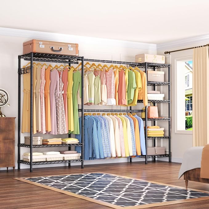 Expandable Heavy Duty Garment Rack Clothes Rack, Large Metal Closet Organizer - Image 3