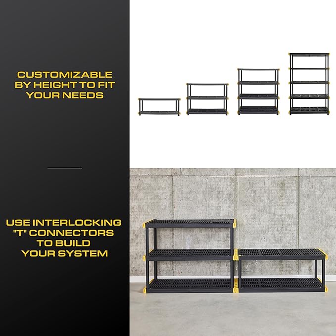 CX Black & Yellow®, 5-Tier Heavy Duty Plastic Storage Shelving Unit, - Image 7