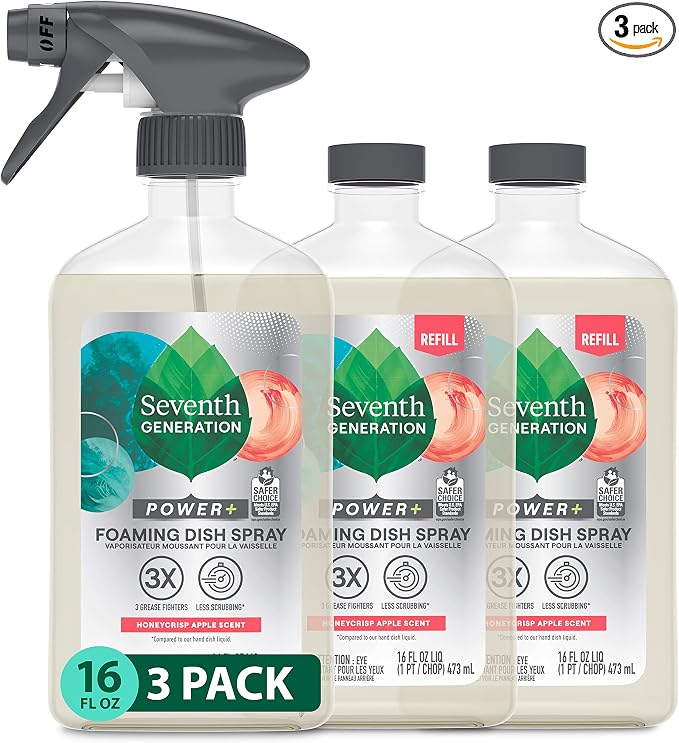 Seventh Generation Foaming Dish Spray, Honey Crisp Apple 16 Fl Oz, Refill Pack by SeventhGeneration