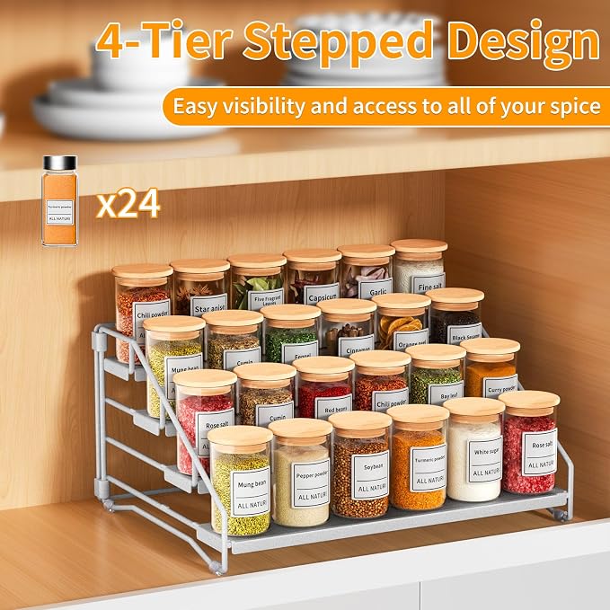 RCHYFEED 4 Tier Spice Rack Organizer, Spice Organization - Image 3