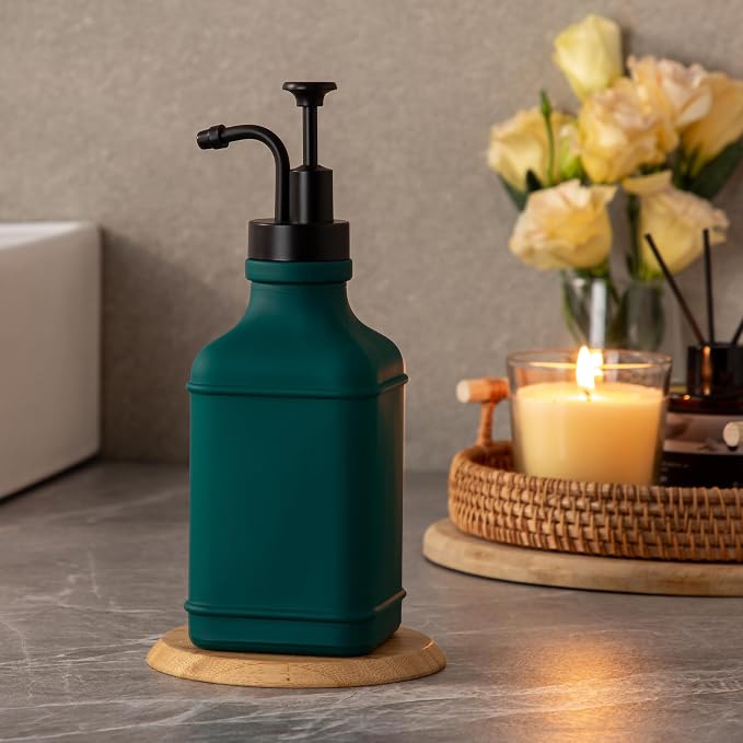 Enra Glass Soap Dispenser with Clear Window, 12oz Matte Stainless Steel Hand - Image 7
