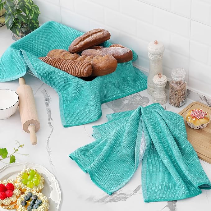 Homaxy Premium Kitchen Towels, Large Cotton Kitchen Hand Towels, Flat and Terry - Image 6