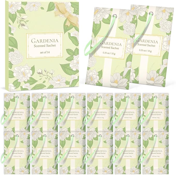 SCENTORINI Scented Sachets for Drawers and Closets, Gardenia Scent 14 Pack - Image 8