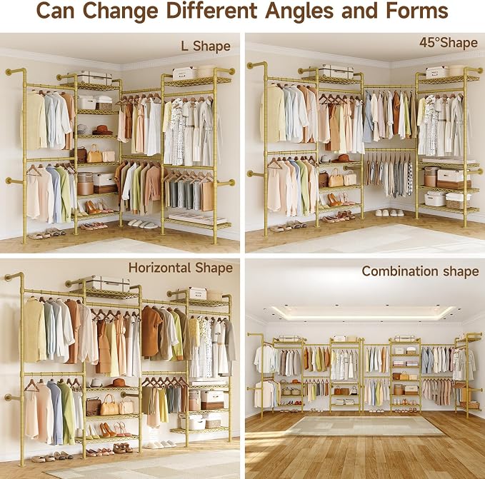 ONBRILL L4 Wall Mounted Industrial Pipe Clothing Rack, Closet Organizer System - Image 5