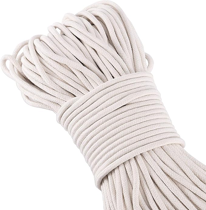 328 Feet 1/4 Inch White Natural Cotton Rope, Cotton Clothesline Rope, by ZEONHEIDIRECT