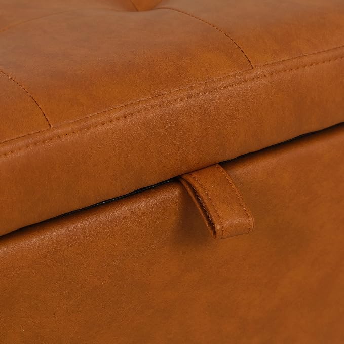 Adeco 17.5" Faux Leather Storage Ottoman - Image 4