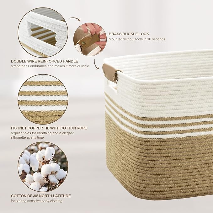 45L Small Laundry Basket with Leather Handles - Image 5